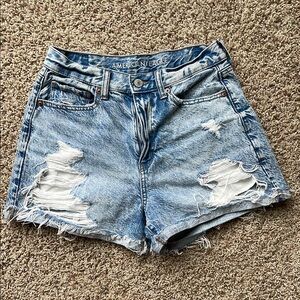 American Eagle Outfitters Blue Distressed Jean Shorts